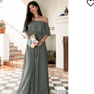 Baltic born Victoria Off Shoulder Maxi Dress Large Sage NWT